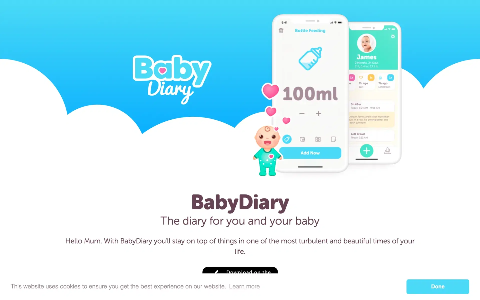 BabyDiary — типография: Helvetica