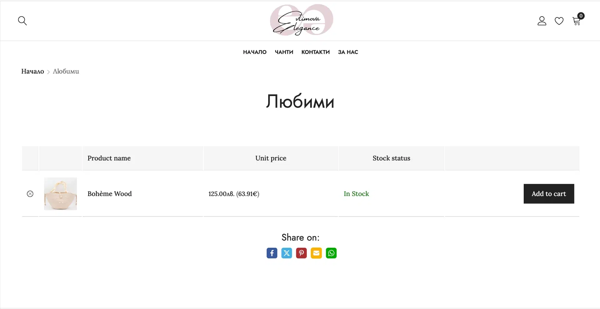 Evtimova Elegance — Wishlist System