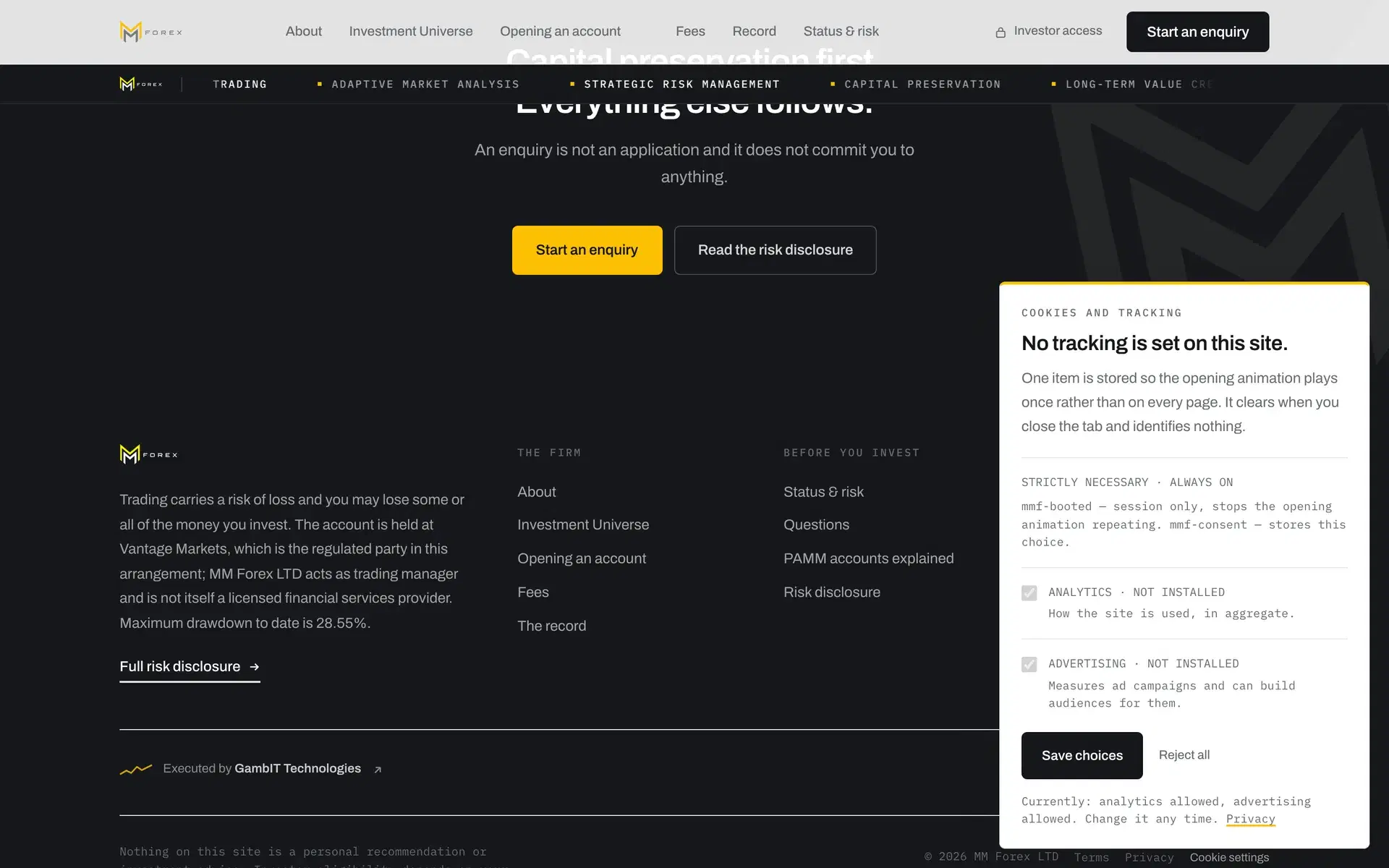 MM Forex — An investment manager's site with public fees, track record and risk disclosure.